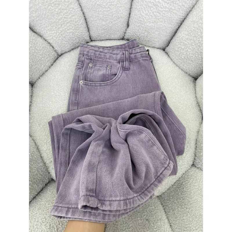 Purple Wide-Leg Jeans for Women, Summer 2026 New Style, Loose Fit, Slimming, High-Waisted, Straight-Leg Pants, Flattering for Petite Figures Purple Wide-Leg Jeans for Women, Summer 2026 New Style, Loose Fit, Slimming, High-Waisted, Straight-Leg Pants, Flattering for Petite Figures