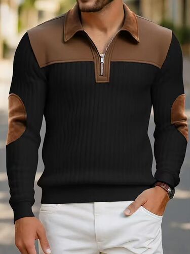 Amazon European and American cross-border new sweater lapel stitching embroidery casual commuting sports autumn and winter zipper sweaters