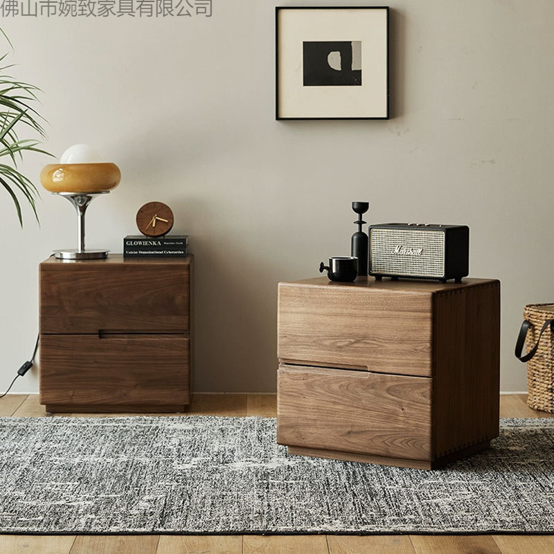 North American Black Walnut Solid Wood Bedside Table Hidden Compartment Bedside Table Modern Minimalist Bedroom Storage Bedside Table