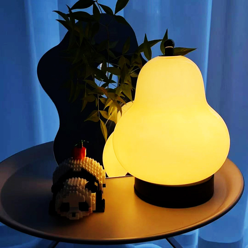 Rechargeable Touch Cream Pear Table Lamp Bedroom Bedside Portable Night Light Decoration Ins Style Atmosphere Small Table Lamp