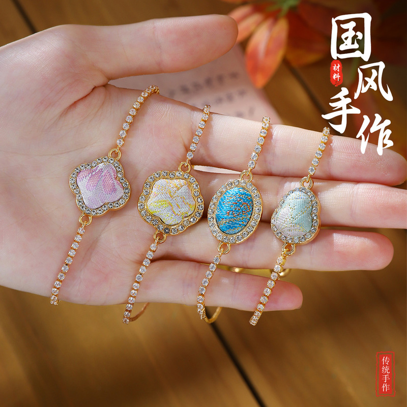 Songjin handmade DIY bracelet with zircon flowers and alloy diamond edges, versatile jewelry for high-end club warm-up events Songjin handmade DIY bracelet with zircon flowers and alloy diamond edges, versatile jewelry for high-end club warm-up events