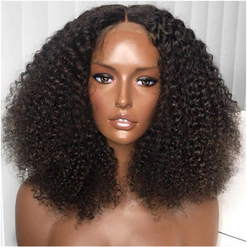 Comercio exterior africano pelucas europeas y americanas damas negras pelucas de cabello largo cubierta de cabello fibra química rizada corta al por mayor