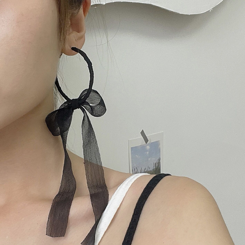 1 Pair Casual Simple Style Bow Knot Cloth Metal Earrings display picture 2