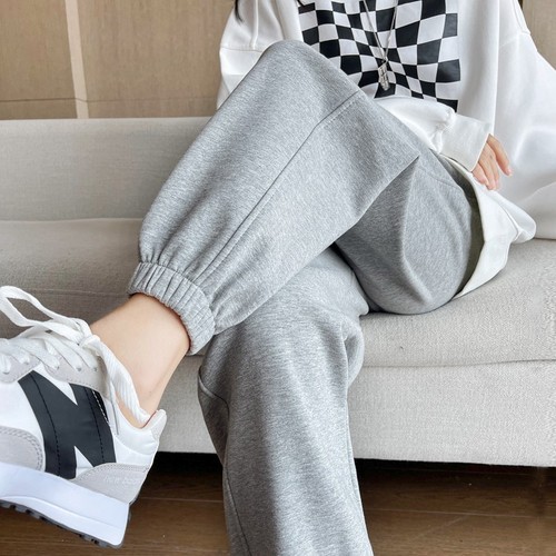 Pants, women's sweatpants, sports pants, women's autumn and winter casual pants, breathable couple's foot binding, spring and autumn style nine-point pants, long pants for women