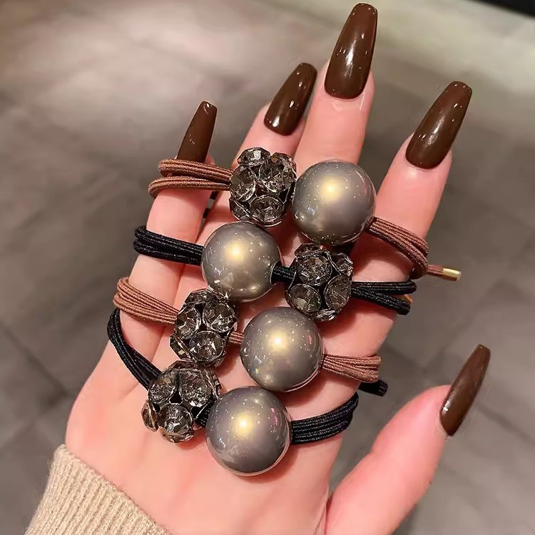 簡約百搭氣質珍珠發繩女高級時尚扎丸子頭髮圈韓版馬尾新款頭繩