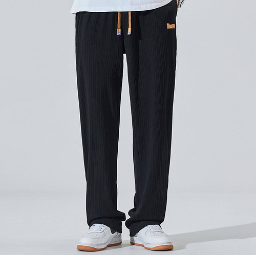 Spring and autumn hanging silk hanging pants for men, young people, regular wide-leg loose sports men, all-matching straight casual pants