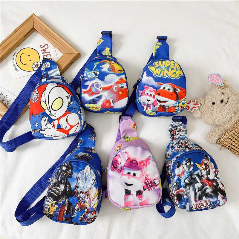 New Cartoon Printed Children's Chest Bag Cute Kindergarten Boy Trendy Cool Crossbody Bag Large Capacity Nylon Shoulder Bag