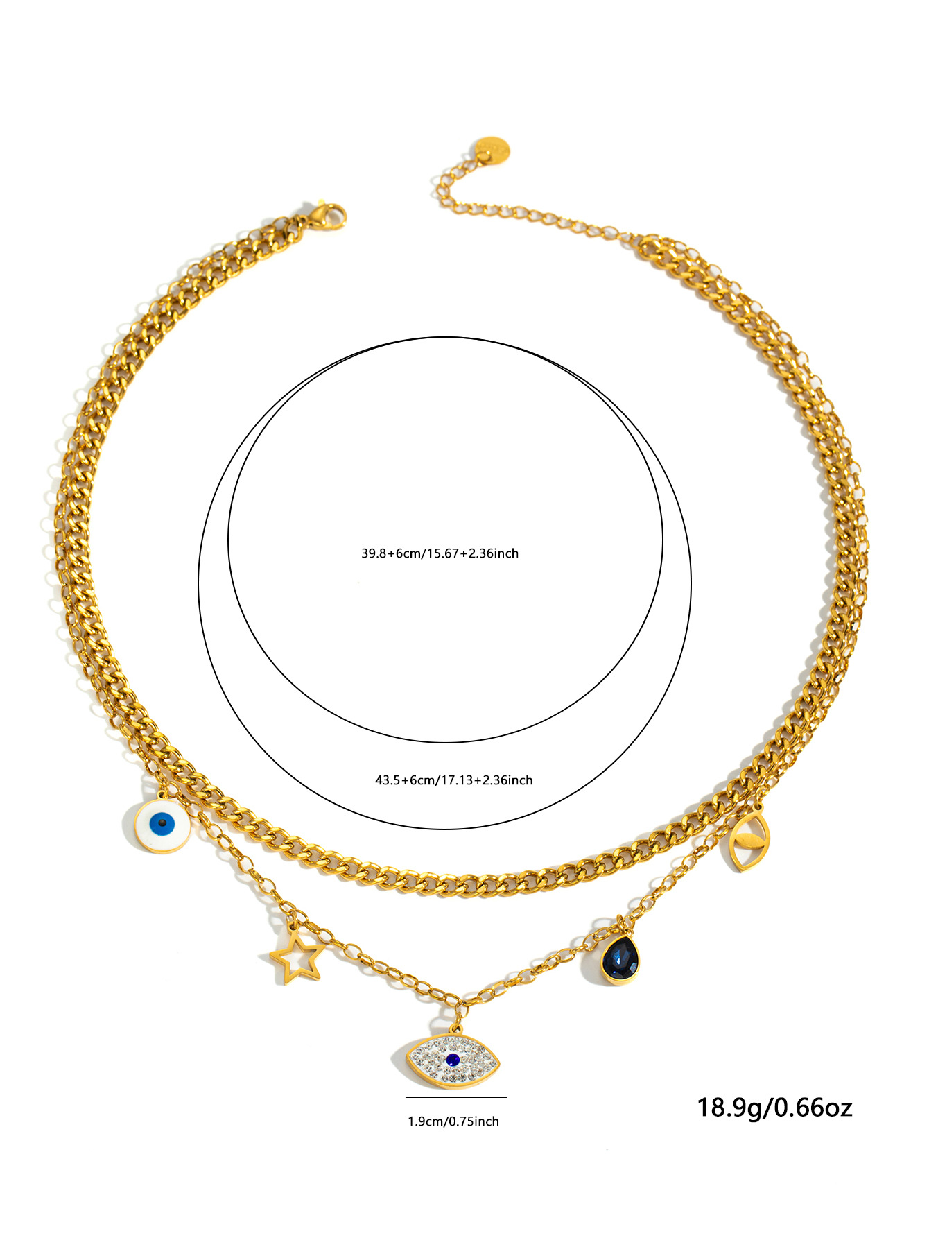 13g Weight 0.03µm Gold Plating Thickness Electroplated Gold Plating Process 18K Real Gold Plated Plating Material 201 Stainless Steel Pendant Material Zircon Inlay Material Layered Necklaces, Necklace Classification 201 Stainless Steel Chain Material cable chain Chain Type 1 Set Quantity Holiday, Daily Occasion 201 Stainless Steel Material Star Pattern Women's Gender Simple Style Style Plating Craft Wholesale Jewelry Simple Style Star Titanium Steel Plating Layered Necklaces Cable Chain 10
