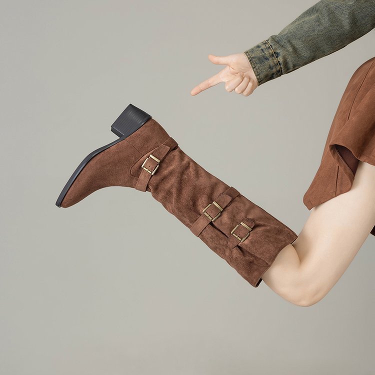 Cross-border francés tacones gruesos botas de camisa 2026 nuevas botas de primavera y otoño versátiles delgadas botas Martin