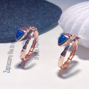 Snake Ring 4*5mm Dominican Lamper Seiko Inlay S925 Silver Goddess Ring 2A Po Body with Micro Ore Spots