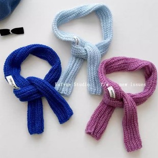 Dopamine high-end short knitted scarf for women niche solid color versatile soft warm scarf soft sausage men