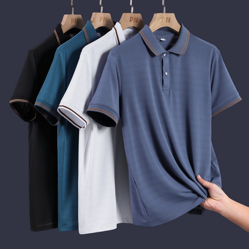 Hielo rápido secado camiseta polo de manga corta hombre de mediana edad negocios ocio de manga corta papá camiseta de hombre de mediana edad