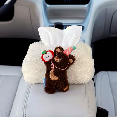 Cartoon Lamb Fleece Cute Cat: Car tissue box/set - apple-bear-lambswool-tissue-box-cover