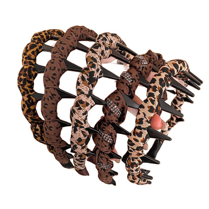 Vintage Leopardenmuster Damen 2025 Neues hohes Totenkopf-Haarband für den Alltag, zum Bügeln, Gesichtwaschen, als Haarspange_voghion.com