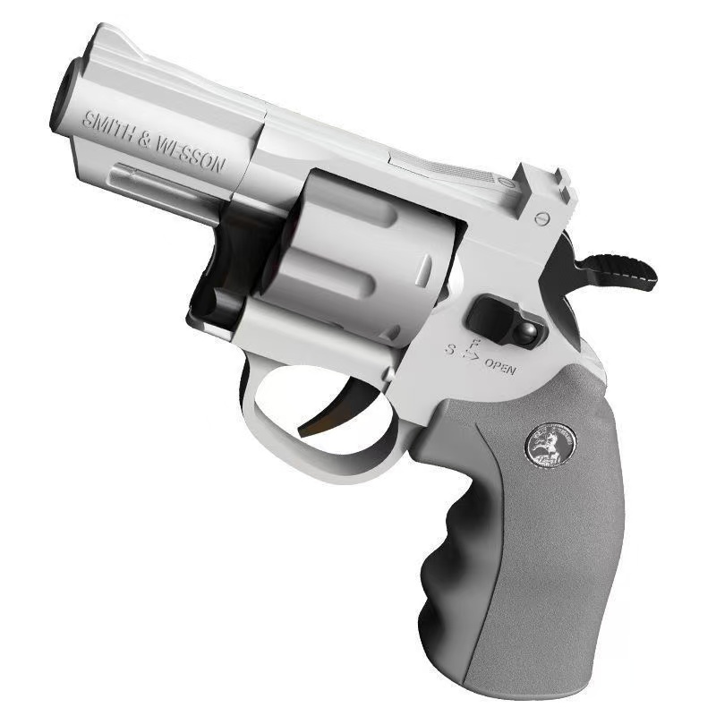 Pistola de bala suave de revólver de disparo continuo, pistola de juguete para niños, bala de un botón, pistola de descascar, modelo de disparo continuo para niños