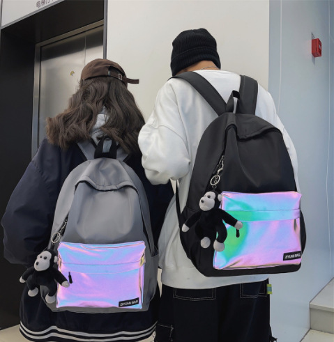 夜光炫彩七彩反光面料高亮化纤涤轮反光布料幻彩反光印花面料多色