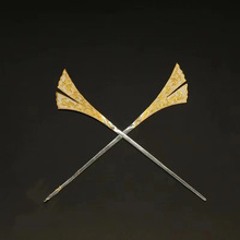 定制纯铜镀金唐风发簪古代首饰 汉服头饰双面