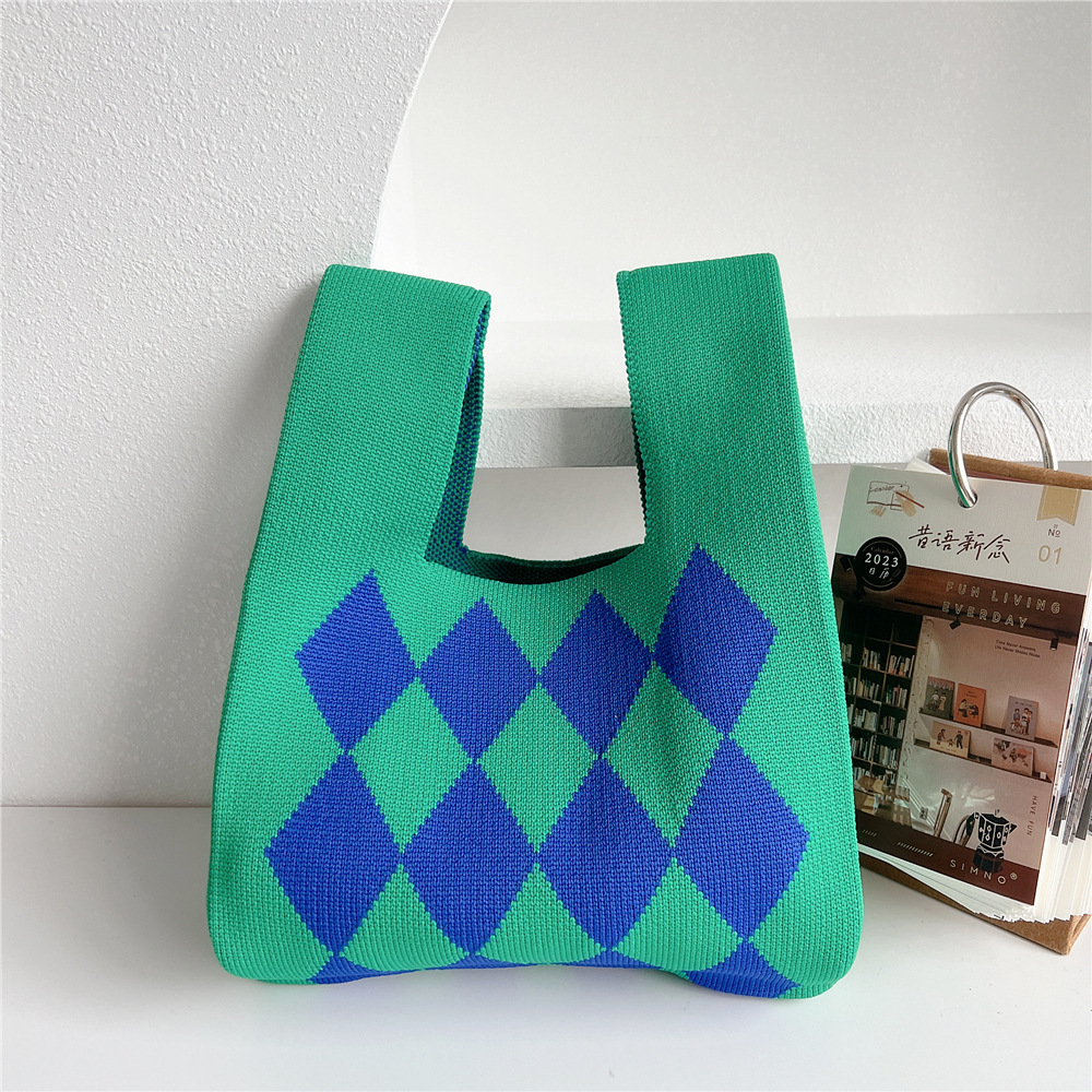 Women's Small Knit Geometric Vintage Style Open Handbag display picture 27