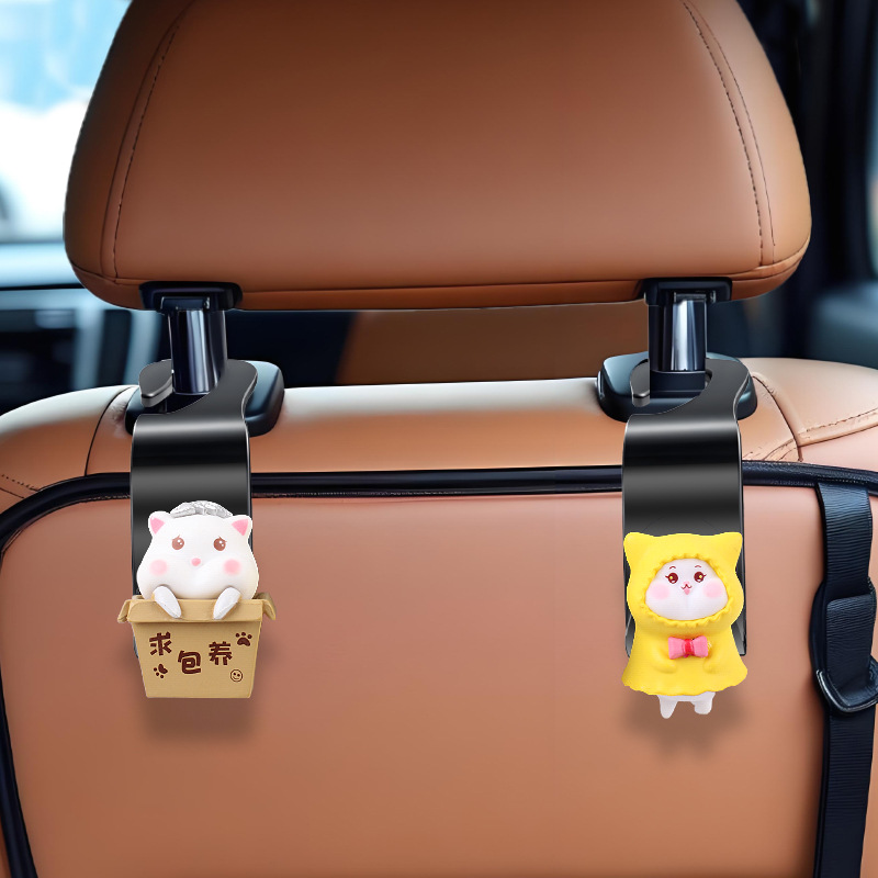 Gancho para coche, almacenamiento trasero multifuncional para coche, lindo coche de dibujos animados, asiento delantero, trasero, gancho de almacenamiento