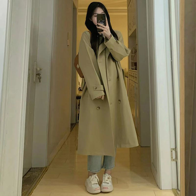 年流行英伦风衣女春秋季韩式中长款小个子卡其色大衣外套|undefined