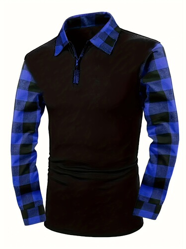 1/4 Zipper Retro Plaid Shirt Relaxed Casual Style