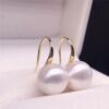 Ear hook golden white pearl 14mm