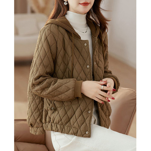 Lightweight Cotton Puffer Jacket for Women 2025 Winter New Korean Style Loose Plus Size Hooded Cotton Coat Outerwear for Women
