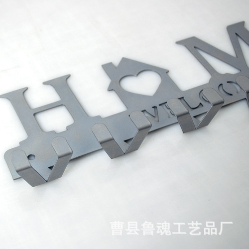 Retro Wall Iron Key Hook Household Door Behind Coat Hook Storage Shelf Silver Single Row Adhesive Hook Decor