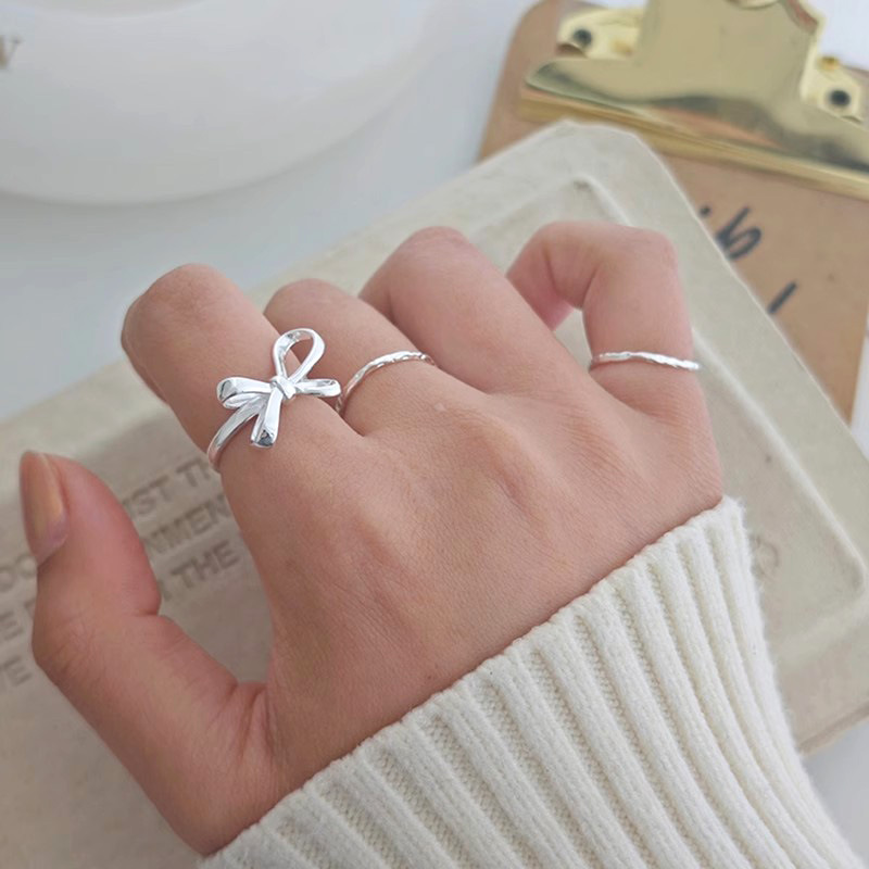 All Seasons Season 1 Piece 925 Sterling Silver Bow Knot Open Rings