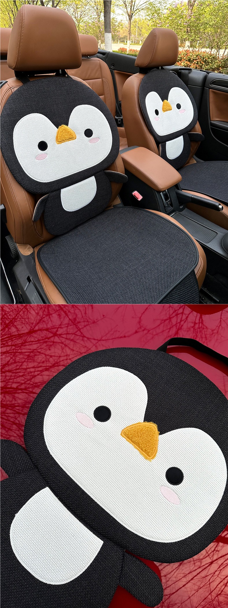 Car seat cushion for all seasons, cute cartoon design for women, featuring a corn-themed design, seagull seat cover, cotton-linen dolphin seat cushion