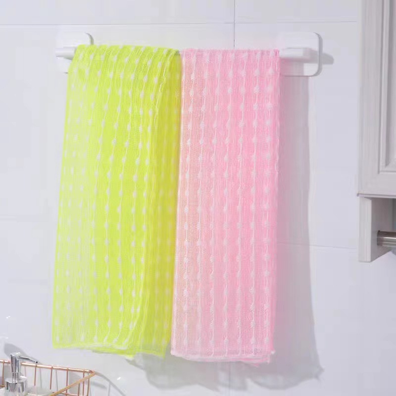 Nueva Toalla de baño de nylon larga Toalla de baño jacquard no encogimiento baño de burbujas coreana Tire hacia atrás Toalla de baño