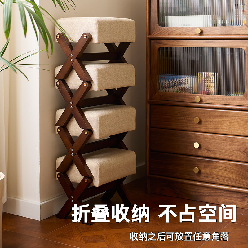 Solid Wood Small Stool Shoe Changing Stool Household Door Stool Low Stool Living Room Coffee Table Soft Bag Sofa Stool Square Stool Children's Stool