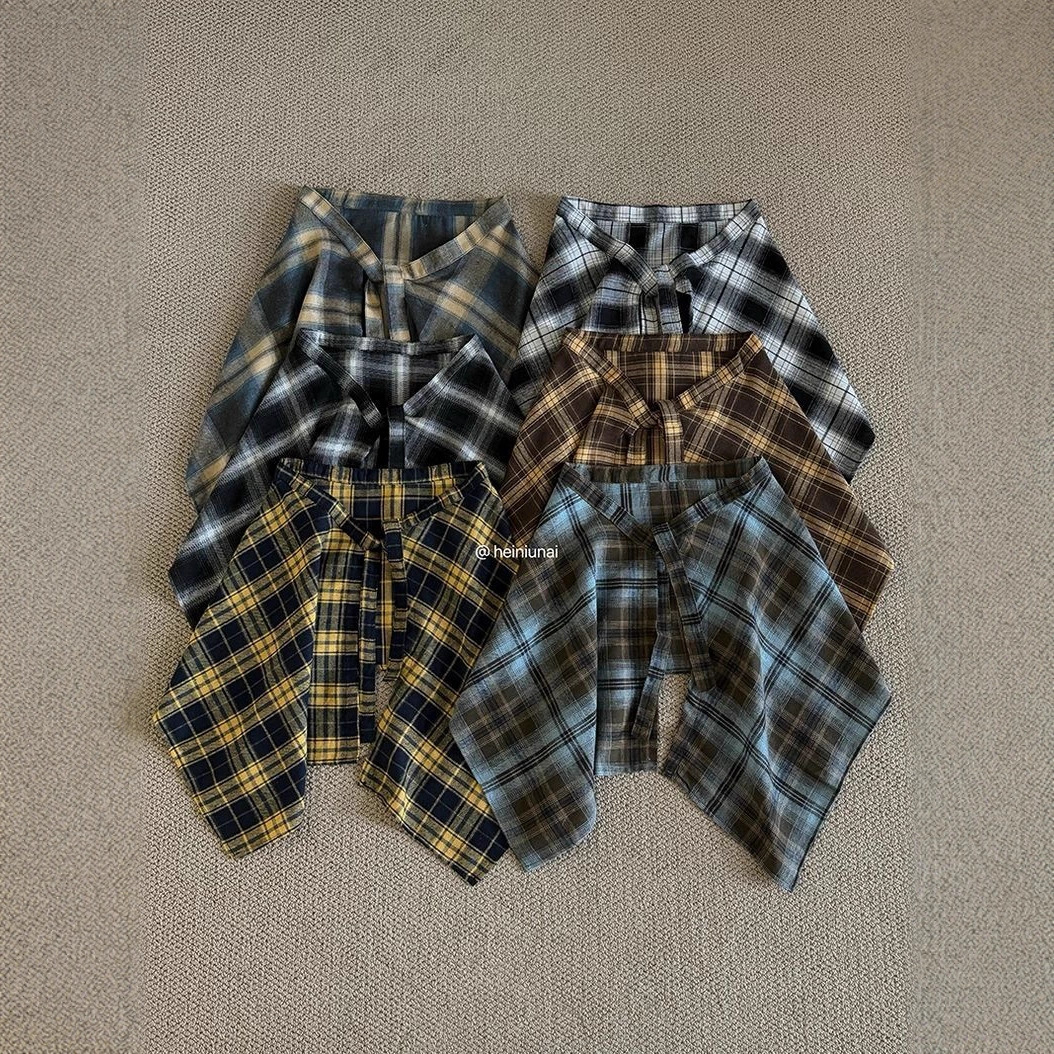 American Retro Plaid Butt Curtain Women's Skirt with One-Piece Inner Layering to Cover the Buttocks under the Shirt Hem