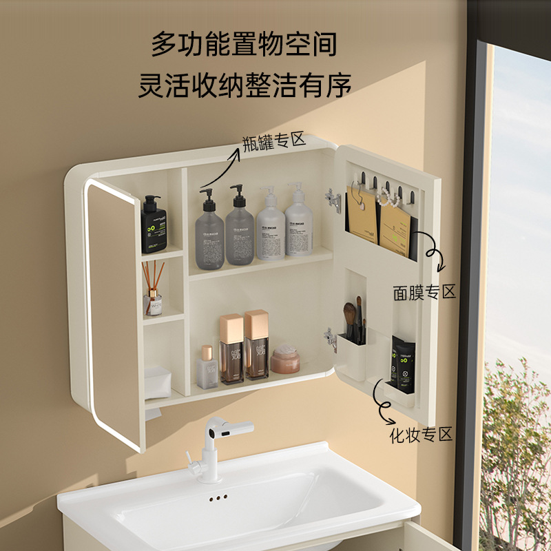 armario de baño de aire de arco de crema grueso cerámica de abeja lavabo integral lavabo de baño lavabo de mano combinación lavabo