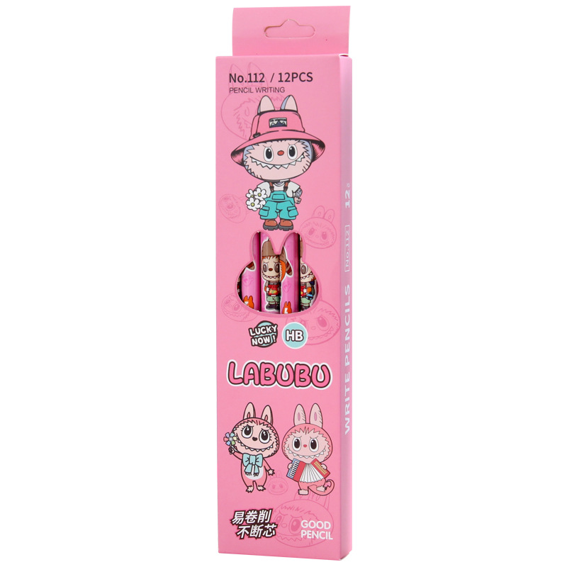Lápiz de tela de dibujos animados lápiz de madera de goma 12 piezas de alto valor de visualización adorable estudiantes de primaria para aprender suministros de papelería