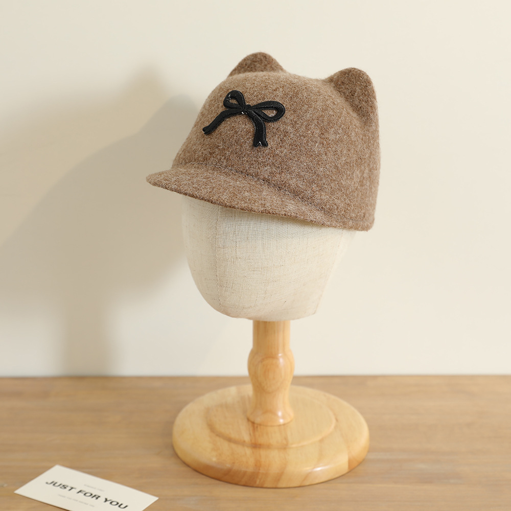 Sombreros para niños otoño y invierno bordados tridimensionales arco corto gorro de niñas gorro de moda británico gorro equestre para bebés masculinos