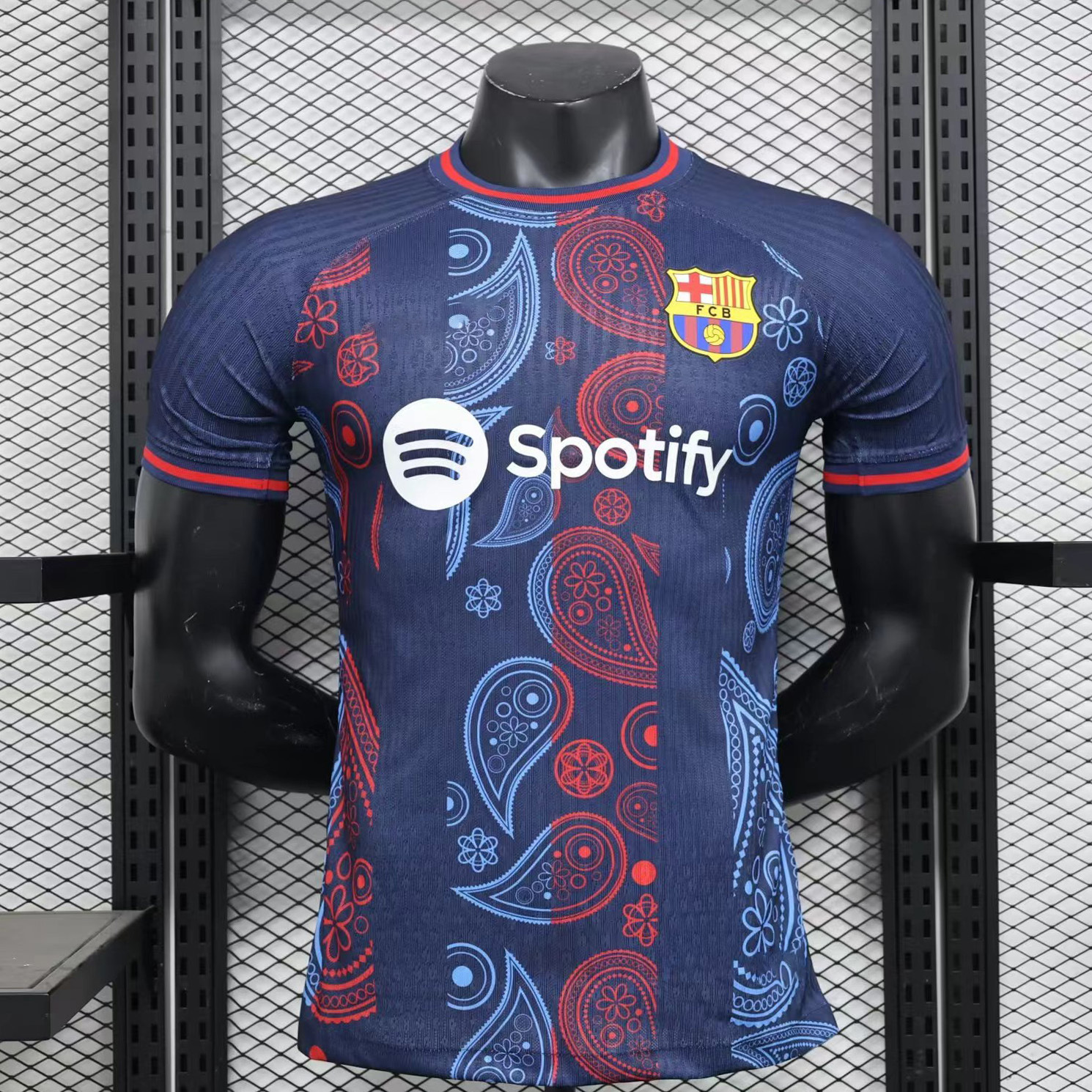 Nike x FC Barcelona 2024/25 Paisley Special Edition Player Version Jersey Navy/Red