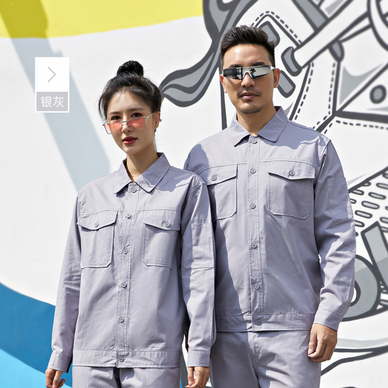 Todo algodón de alta densidad herramienta inclinada larga manga corta ropa de trabajo delgada logo personalizado piel transpiración ropa de trabajo succión ropa de protección laboral