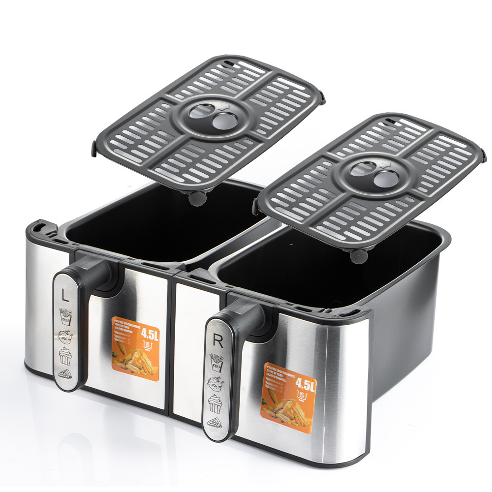 EE.UU. estándar europeo doble pan de doble pan de aire freidora doble silo 9L gran capacidad multifuncional doble pan de doble cesta pantalla táctil inteligente