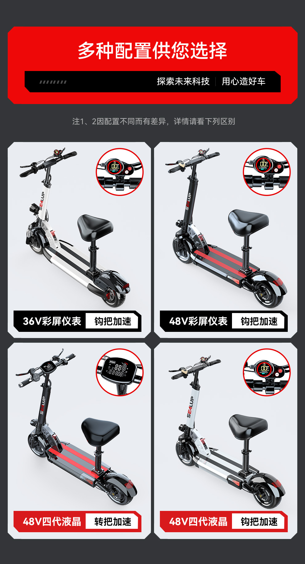 Folding electric scooter, 10-inch aluminum alloy two-wheeled e-bike