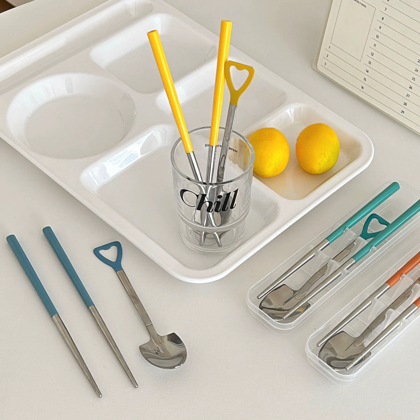 厨乐乐 Creative chopsticks, set stainless steel for students, travel handheld tableware