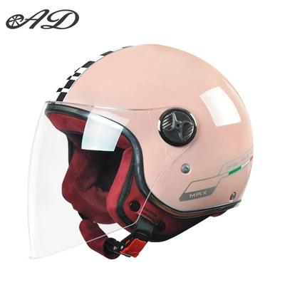 Motosiklet kaskı (dəbilqə) — Helmet for Men and Women, Universal - 3c-certification-pink-flag-anti-fog-long-mirror-thickened-suede-velvet-new-national-standard-class-a