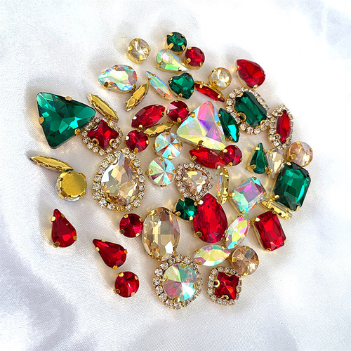 Cross-border 50 mixed crystal welded edge single-claw hand-stitched diamonds, wedding dress accessories, headwear DIY diamond jewelry
