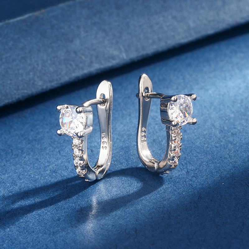 classic copper geometric fashionable universal earrings with zircon