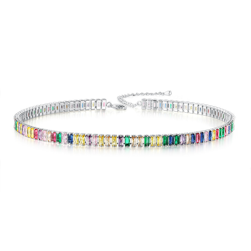 Zircon Tennis Neckchain For Men And Women, Rectangular Necklace_voghion.com