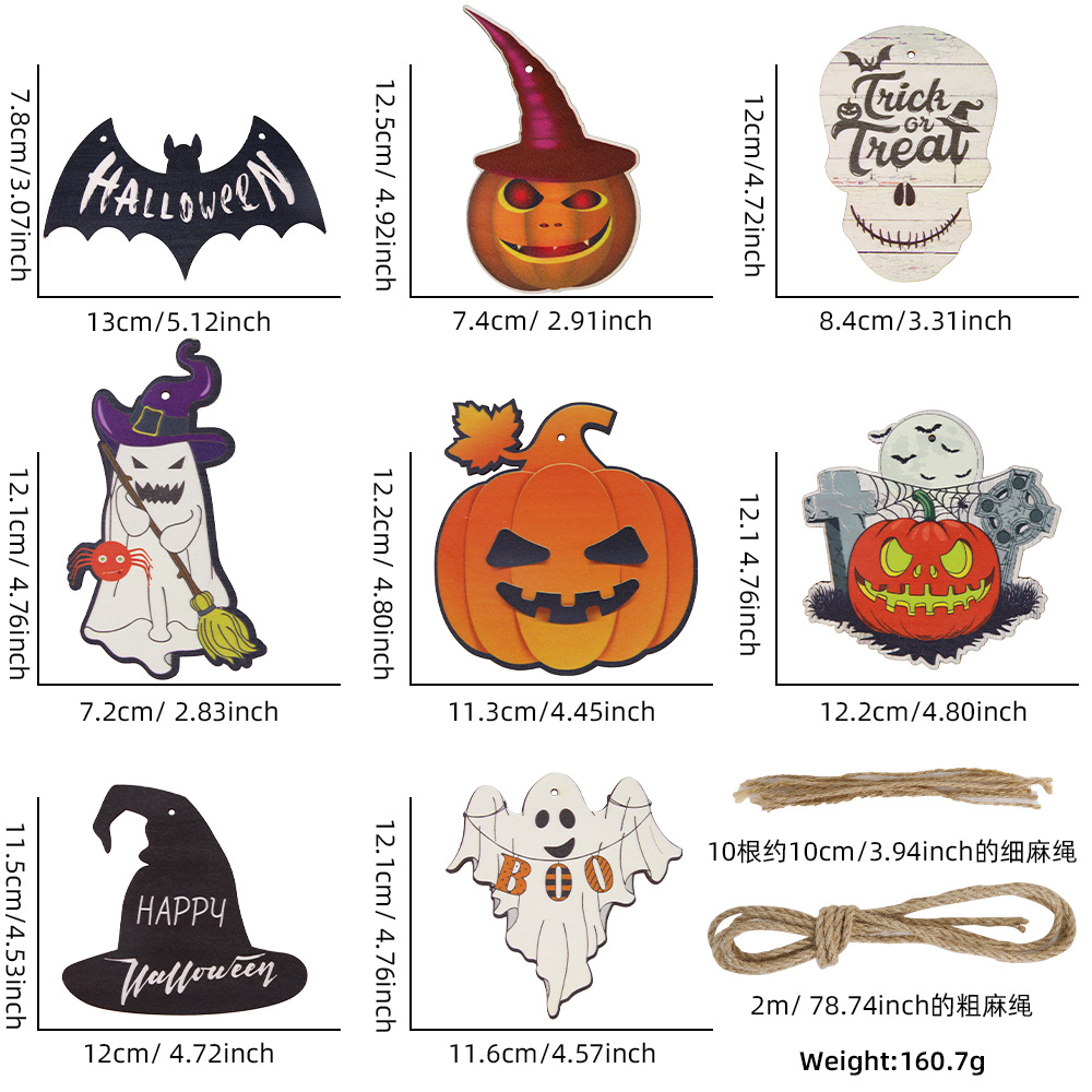 Decoración de Halloween, pequeño cartel de madera colgante, adorno DIY, bandera decorativa, decoración colgante de madera con diseño de calabaza y fantasma de dibujos animados para fiesta de Halloween.