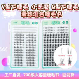 V型下睫毛 小恶魔 W型下睫毛 麦穗混合睫毛书漫画芭比妆自然微翘
