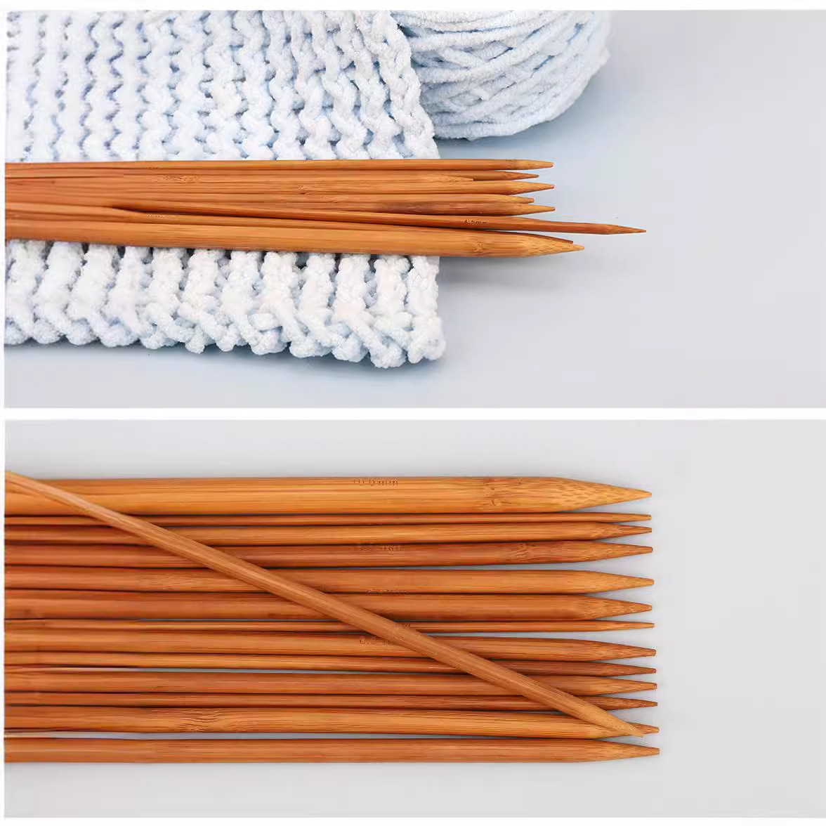 BWY Hielo Lluvia Aguja de bambú tejida Aguja recta 15 Pagar un juego de 20CM 5 Bolsas Aguja de suéter Aguja de bambú carbonizado