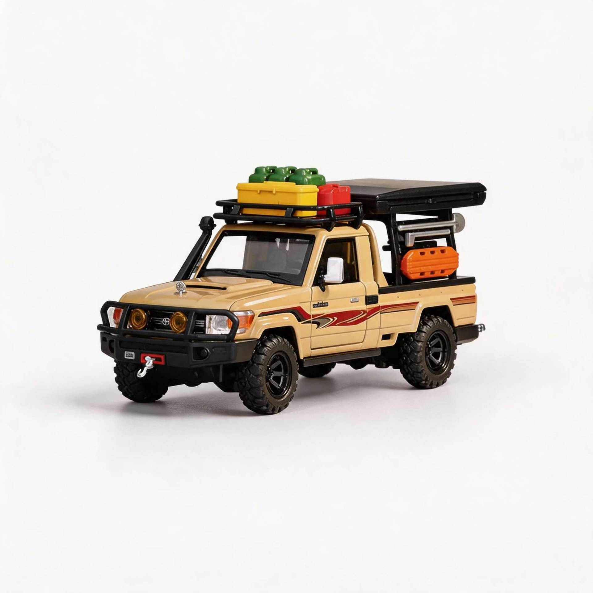 Auténtica autorización 1: 32 Toyota LC79 modelo de aleación de automóvil de luces de automóviles multipuertas se puede abrir decoración retro SUV