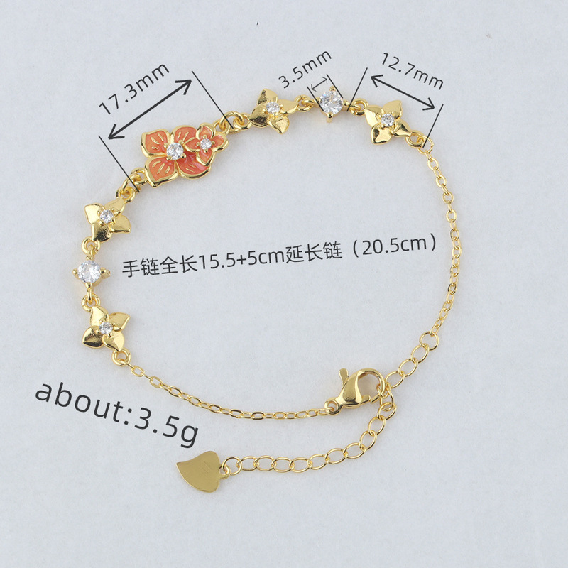 Endless Summer Bracelet Women's Light Luxury High-End Epoxy Flower Bracelet Fashion Easiest for Match Creative Diamond Zircon Bracelet
